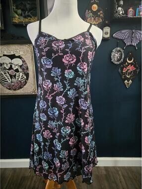 WIDOW Gothic pastel roses and thorns mini dress